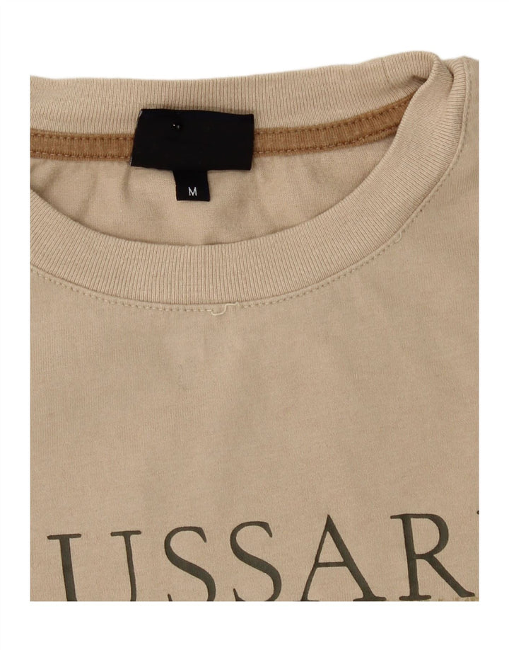TRUSSARDI JEANS Mens Graphic Top Long Sleeve Medium Beige Cotton Vintage Trussardi Jeans and Second-Hand Trussardi Jeans from Messina Hembry 