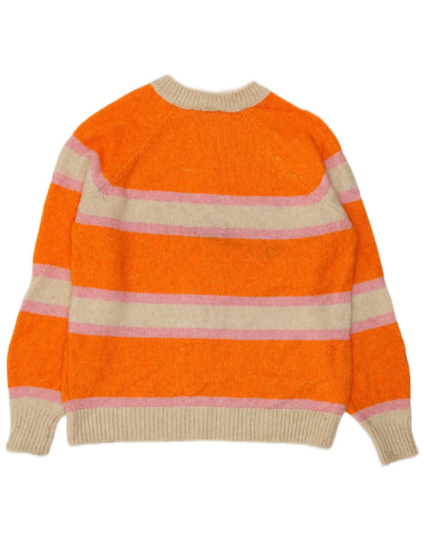 Marks & Spencer Womens Crew Neck Jumper Sweater UK 10 Small Orange Striped
