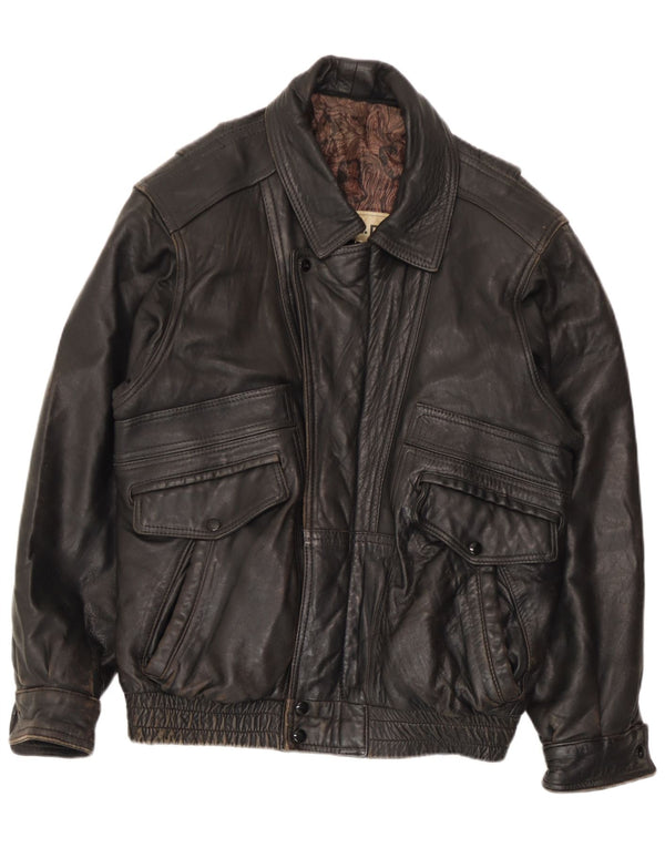 Vintage Mens Leather Jacket UK 36 Small Brown Leather