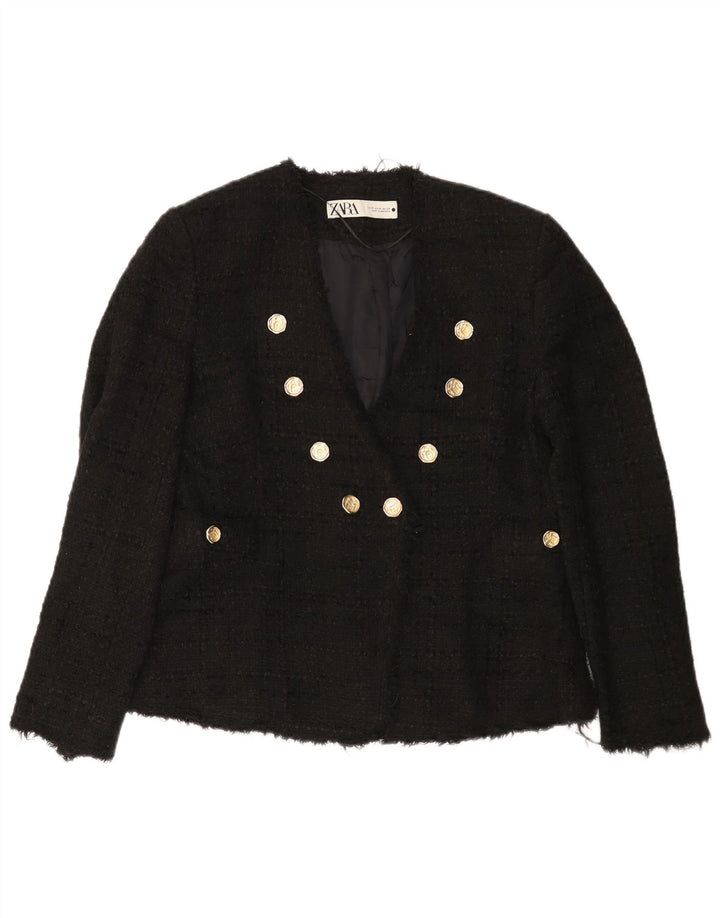 Zara Womens Double Breasted Blazer Jacket UK,12 Medium Black
