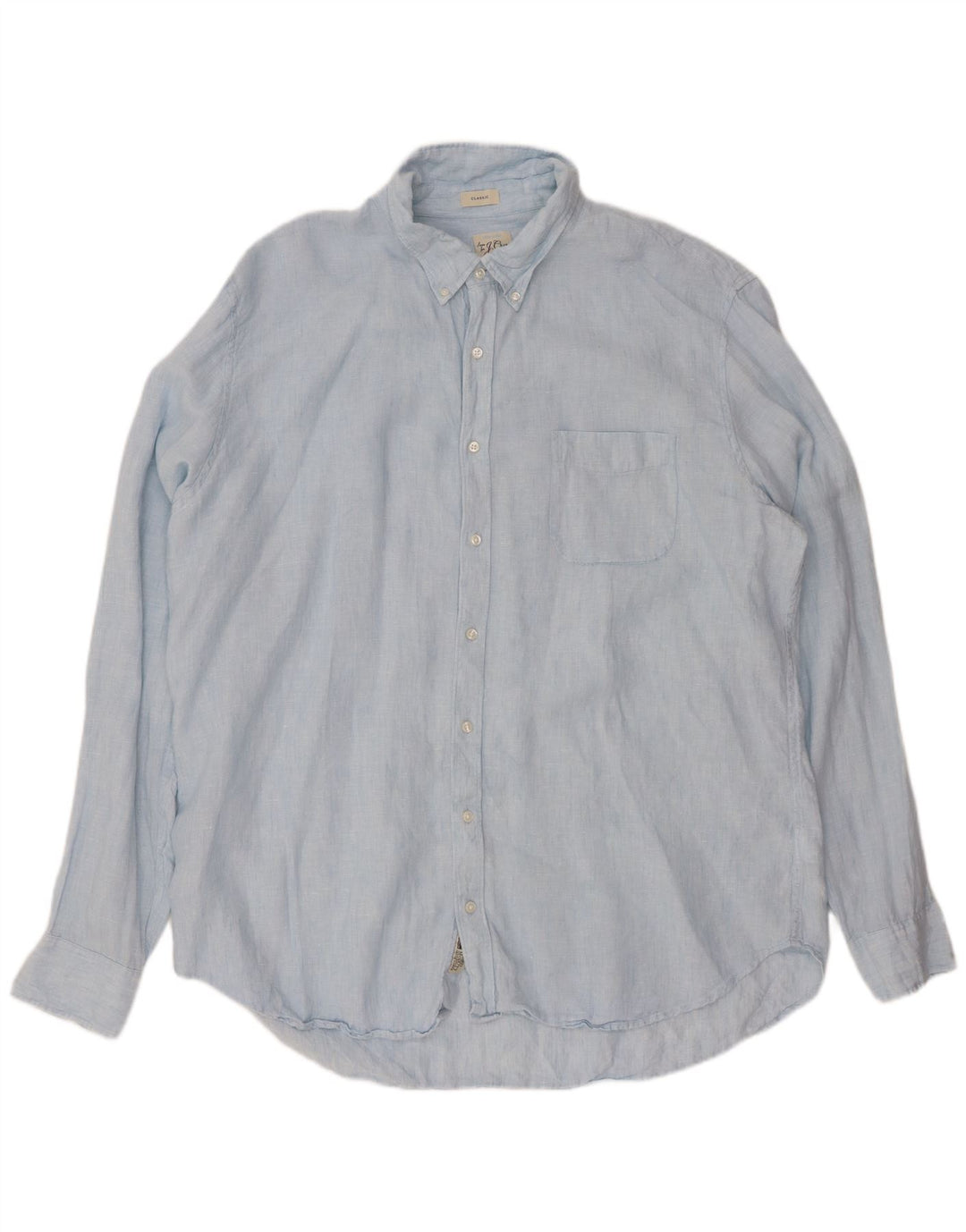 J. CREW Mens Tall Classic Fit Shirt 2XL Blue Linen