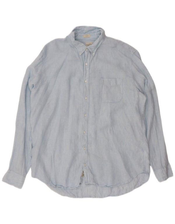 J. CREW Mens Tall Classic Fit Shirt 2XL Blue Linen