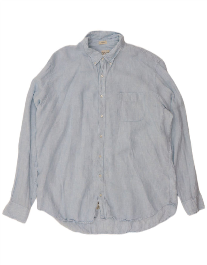 J. CREW Mens Tall Classic Fit Shirt 2XL Blue Linen