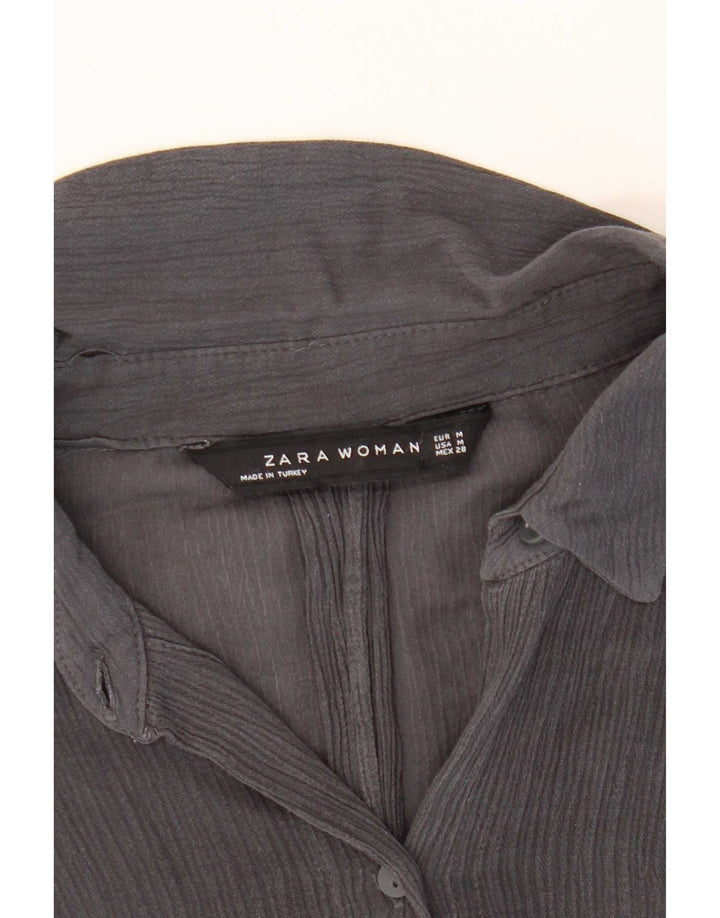 Zara Womens 3/4 Sleeve Shirt Blouse UK 14 Medium Grey