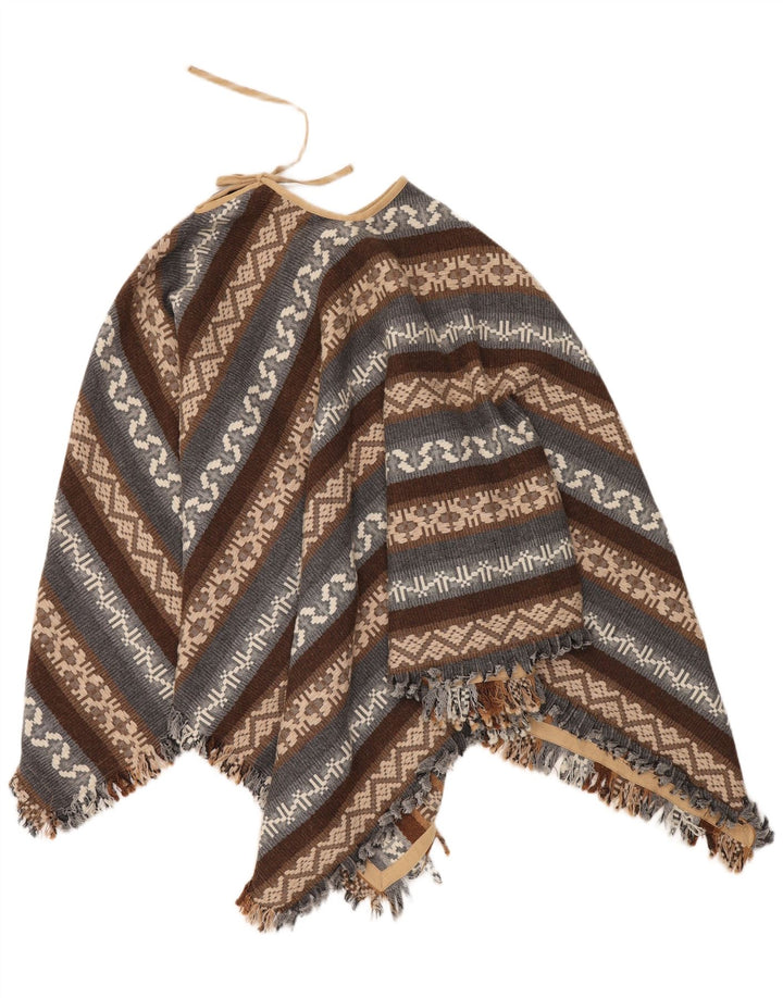 Vintage Womens Poncho Jumper One Size Brown Geometric Aztec