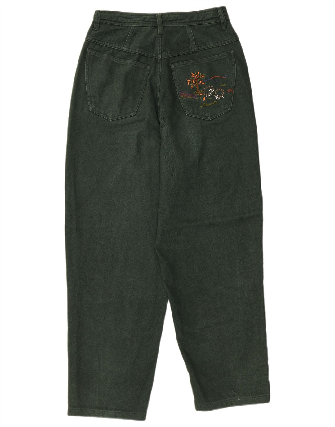 PETRESSA Womens High Waist Tapered Jeans EU 36 Small W26 L26 Green Cotton