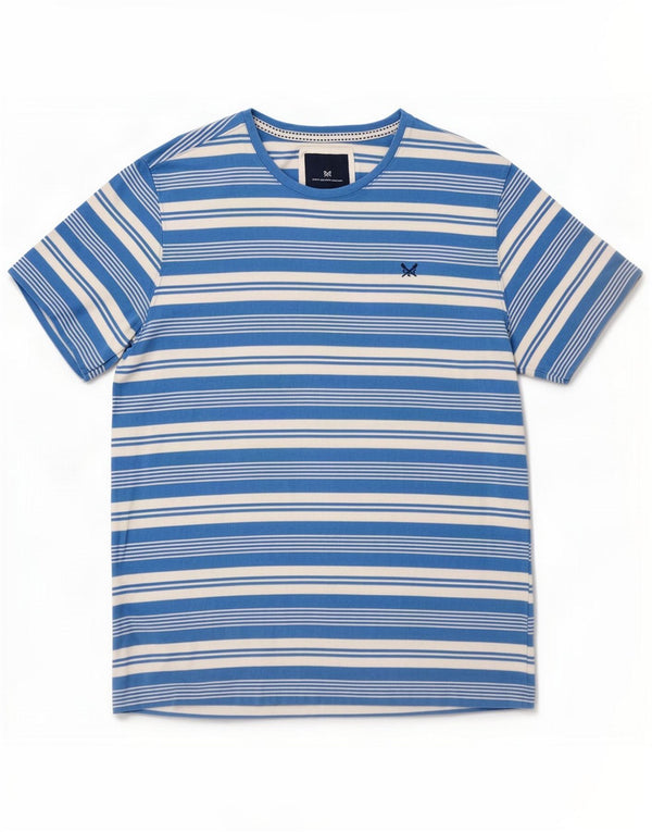 Crew Clothing Mens T-Shirt Top Large Blue Striped Cotton