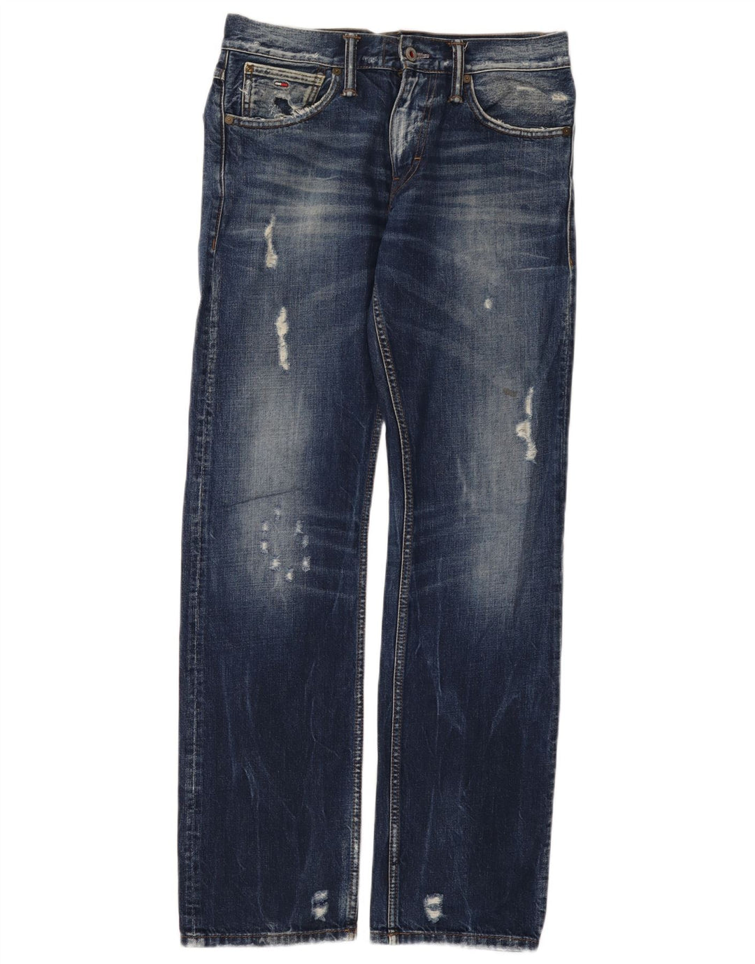 Tommy Hilfiger Womens Ryder Distressed Regular Straight Jeans W29 L32 Blue