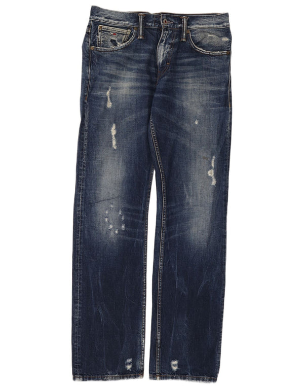 Tommy Hilfiger Womens Ryder Distressed Regular Straight Jeans W29 L32 Blue