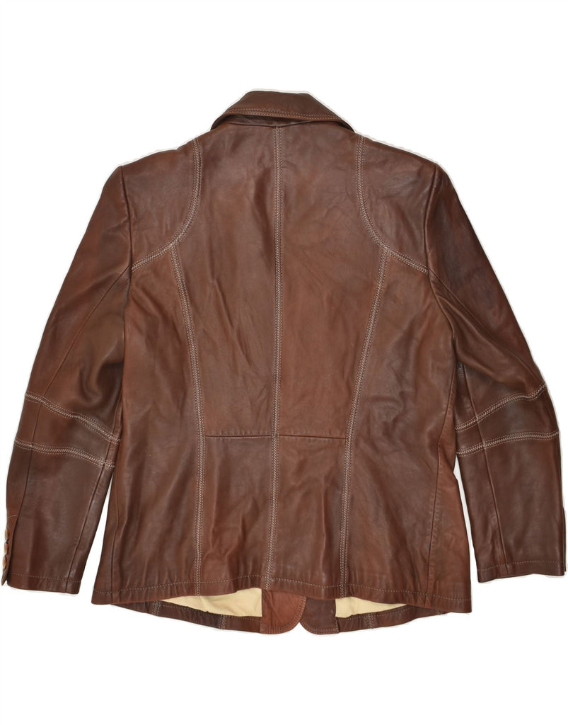 ELEGANCE Womens Leather Jacket UK 20 2XL Brown Leather | Vintage Elegance | Thrift | Second-Hand Elegance | Used Clothing | Messina Hembry 