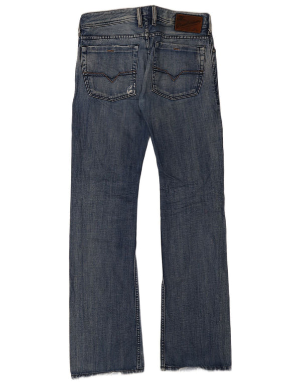 Diesel Mens Zatiny Distressed Bootcut Jeans W30 L34 Blue Cotton