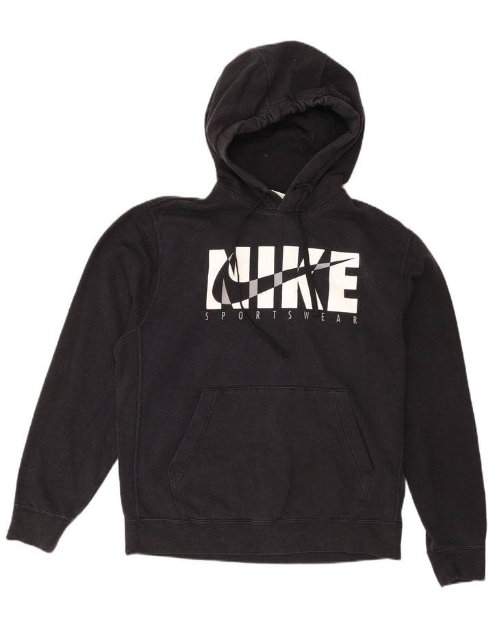 Nike Mens Graphic Hoodie Jumper Medium Black Cotton