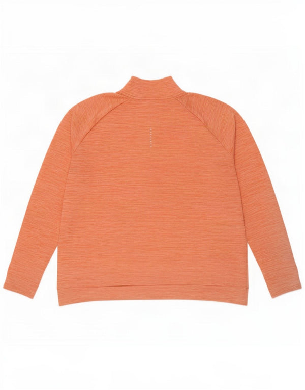 Nike Womens Dri Fit Zip Neck Sweatshirt Jumper UK 18 XL Orange Flecked