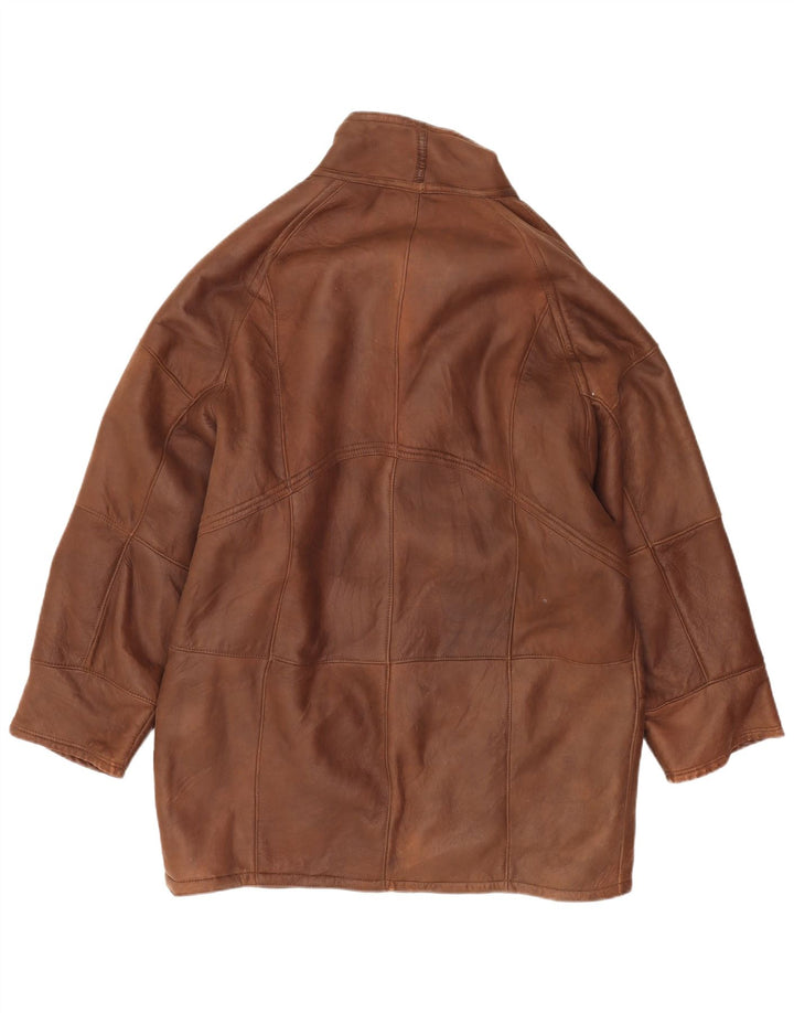 Vintage Mens Leather Coat UK 40 Large Brown