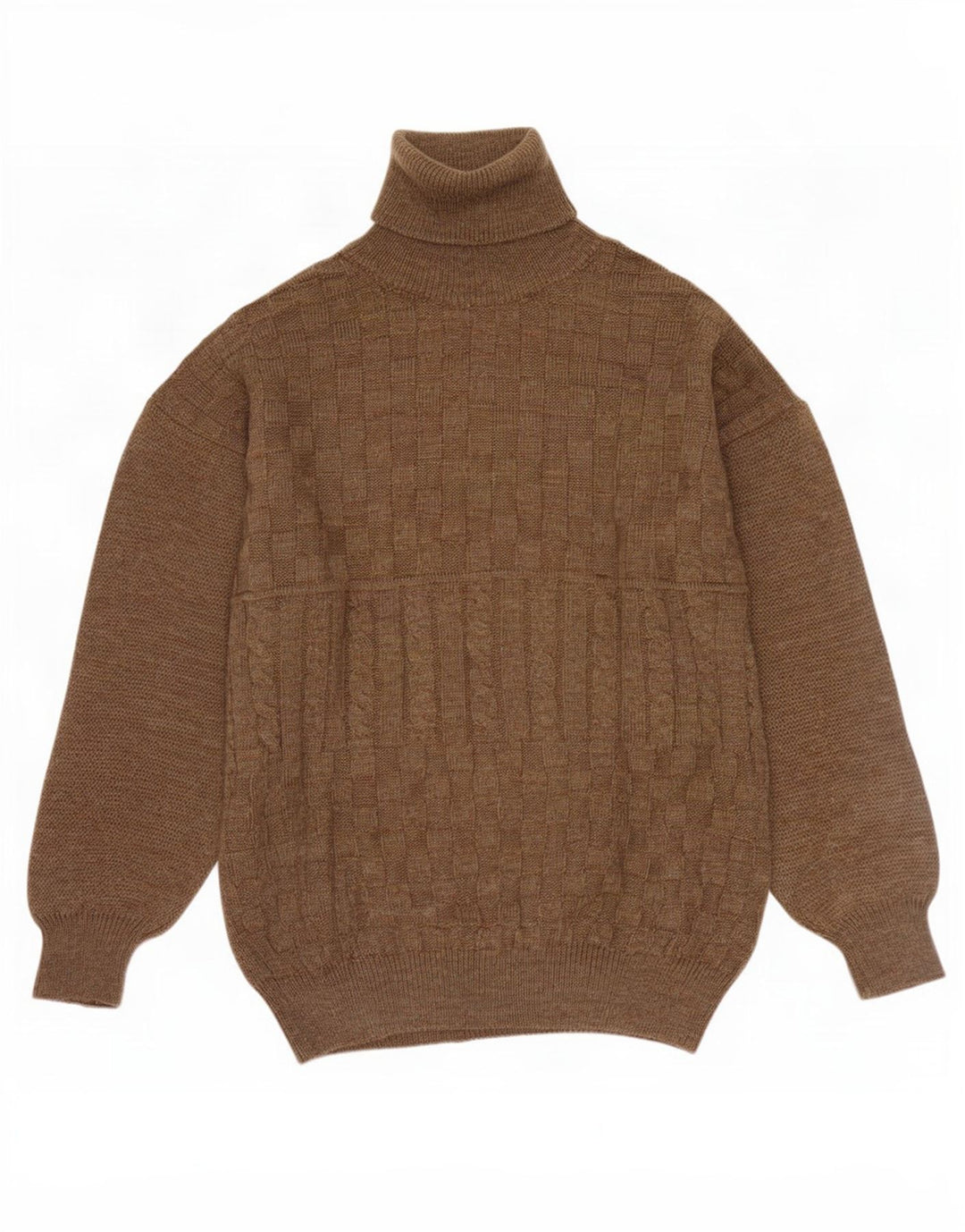 Vintage Mens Roll Neck Jumper Sweater Medium Brown