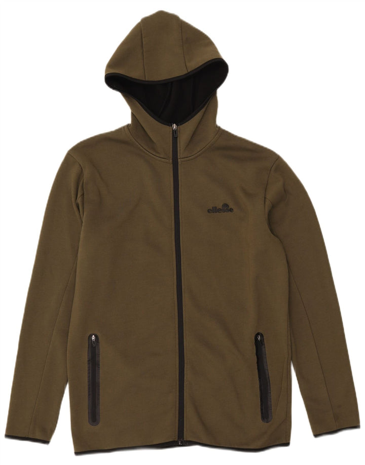 Ellesse Mens Zip Hoodie Sweater Small Khaki Polyester