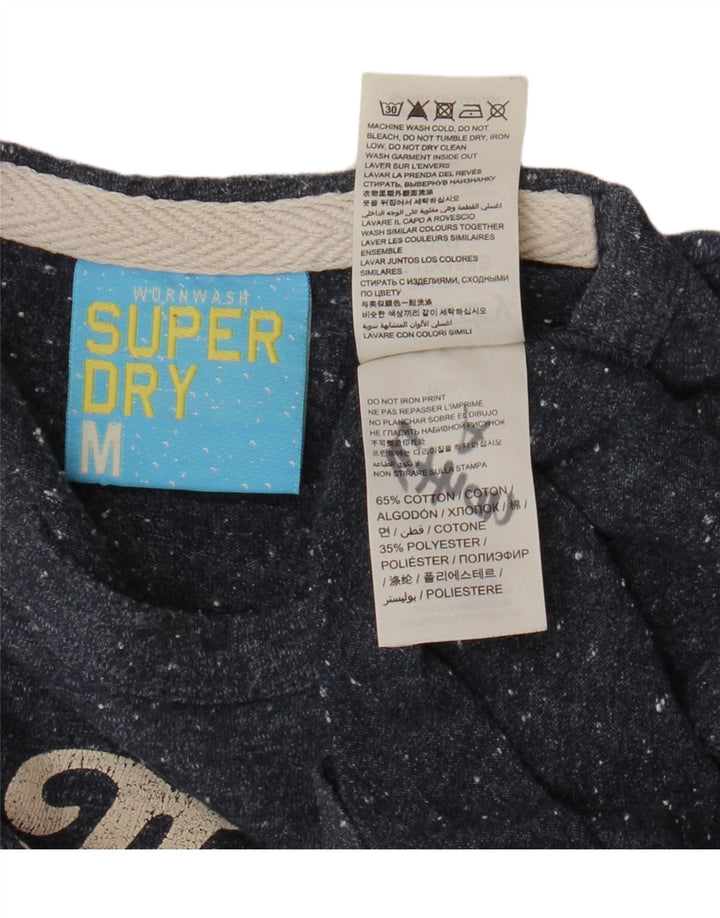 SUPERDRY Mens Graphic T-Shirt Top Medium Navy Blue Flecked Cotton