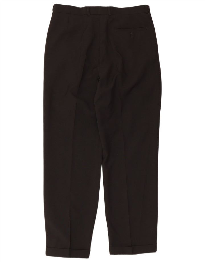 MARKS & SPENCER Mens Pegged Suit Trousers W34 L31 Black Polyester