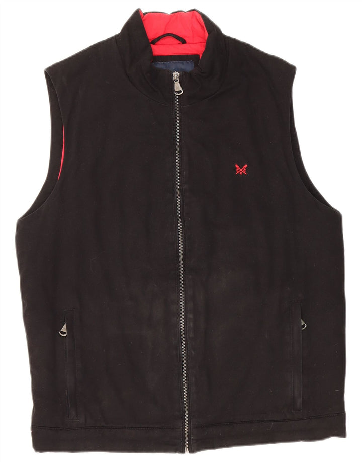 Crew Clothing Mens Gilet UK 38 Medium Black Cotton