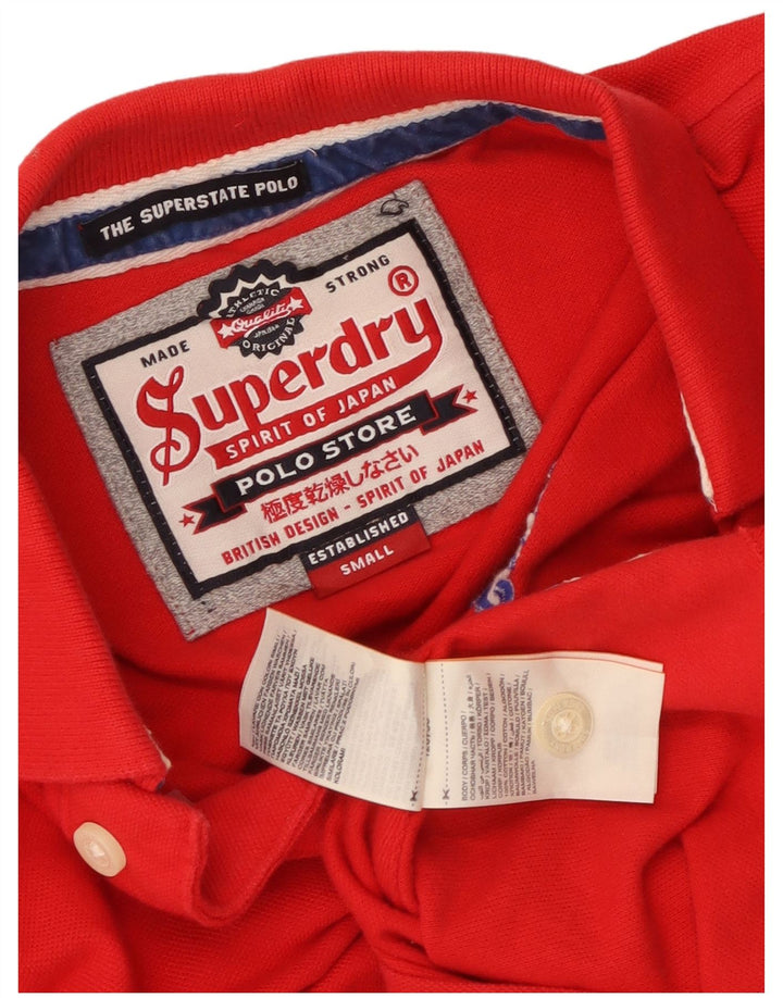 Superdry Mens Graphic Polo Shirt Small Red Cotton