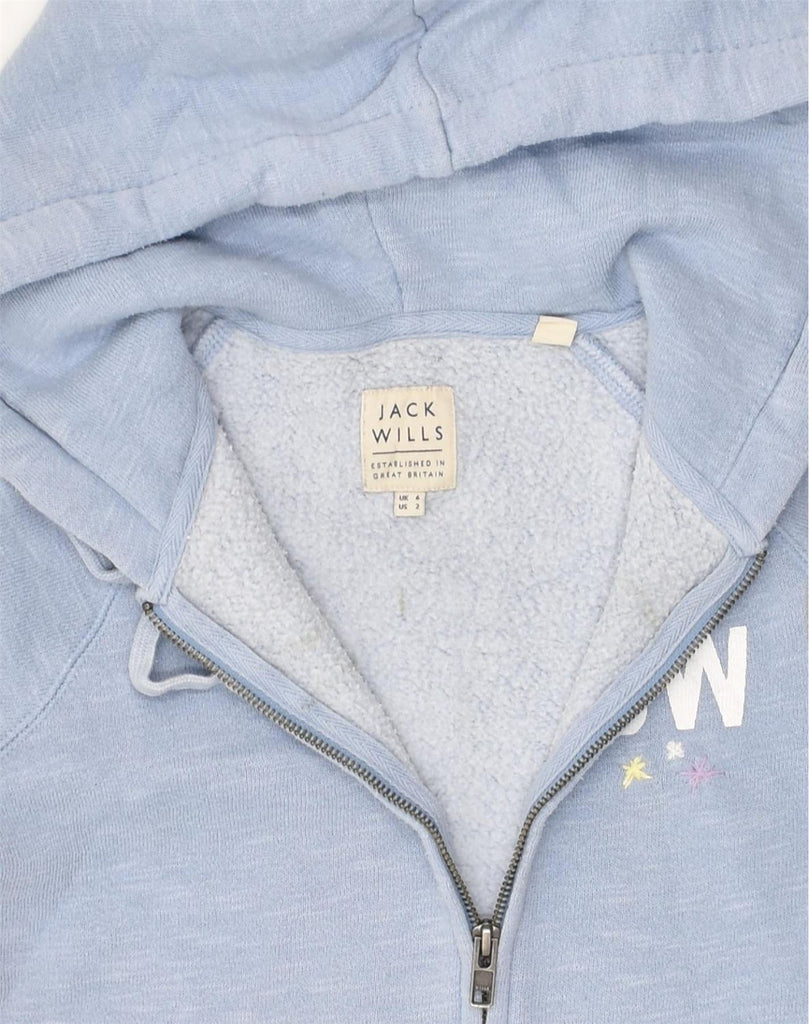 JACK WILLS Womens Zip Hoodie Sweater UK 6 XS Blue Cotton | Vintage Jack Wills | Thrift | Second-Hand Jack Wills | Used Clothing | Messina Hembry 