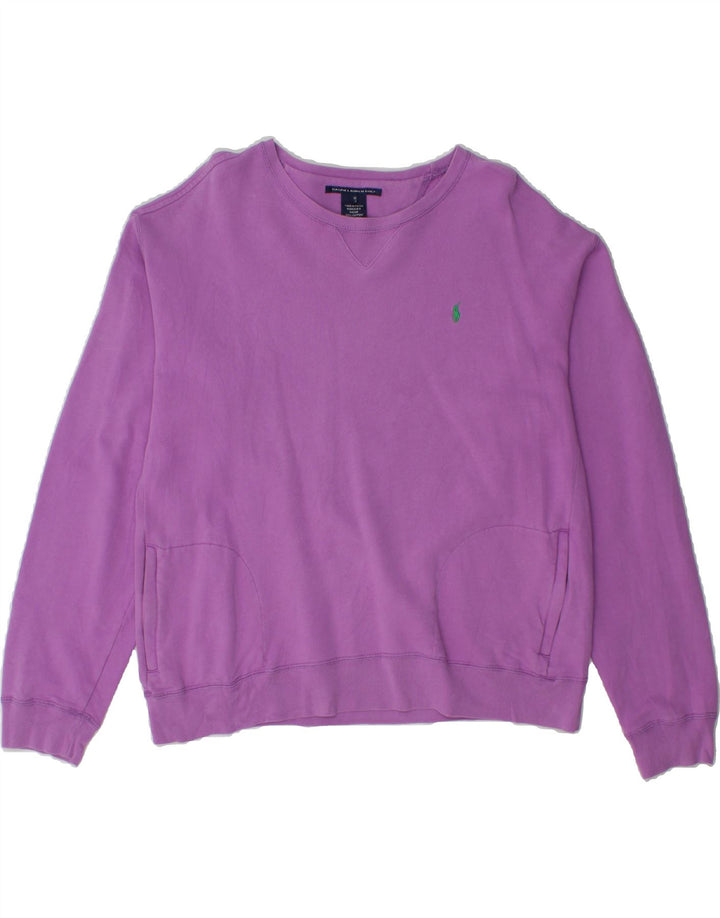 RALPH LAUREN Womens Sweatshirt Jumper UK 14 Medium Purple Cotton Vintage Ralph Lauren and Second-Hand Ralph Lauren from Messina Hembry 