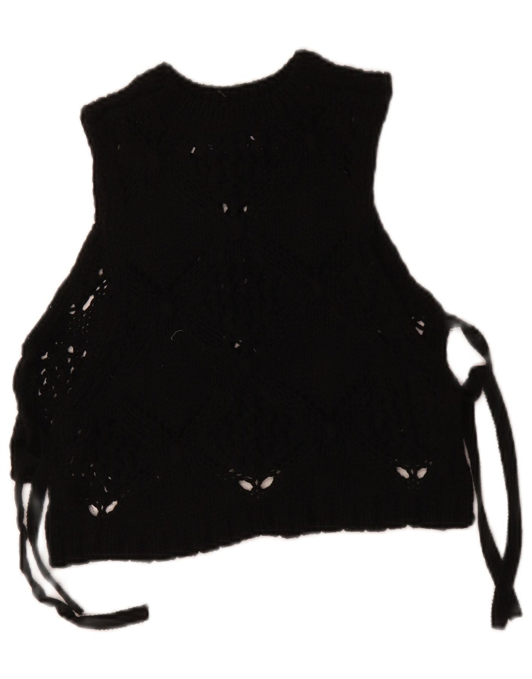 Zara Womens Crop Sleeveless Knit Blouse Top UK 10 Small Black Polyester