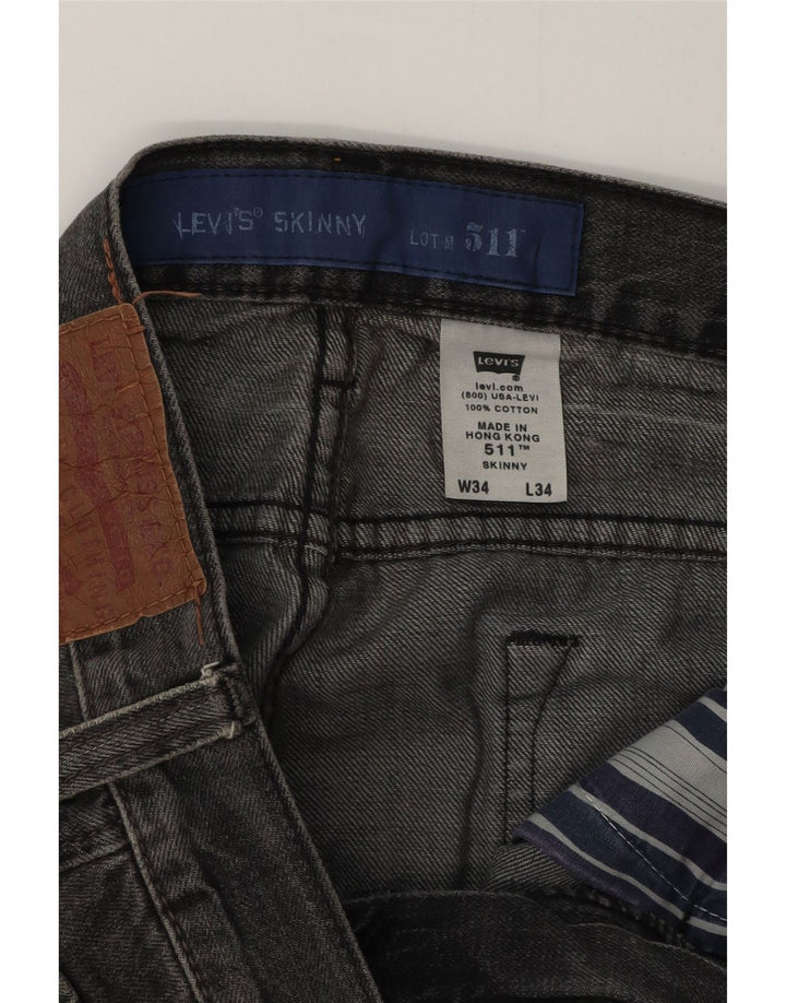 Levi's Mens 511 Skinny Jeans W34 L34 Grey Cotton