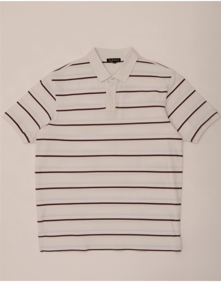 Dack's Mens Polo Shirt Medium White Striped