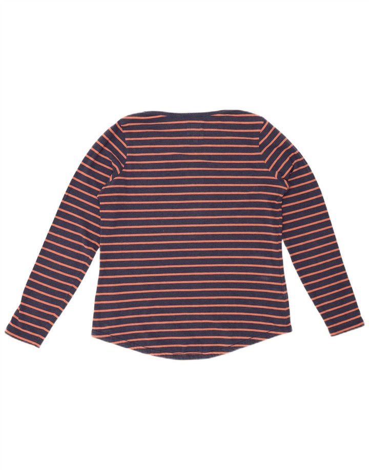FAT FACE Womens Top Long Sleeve UK 8 Small Navy Blue Striped Cotton