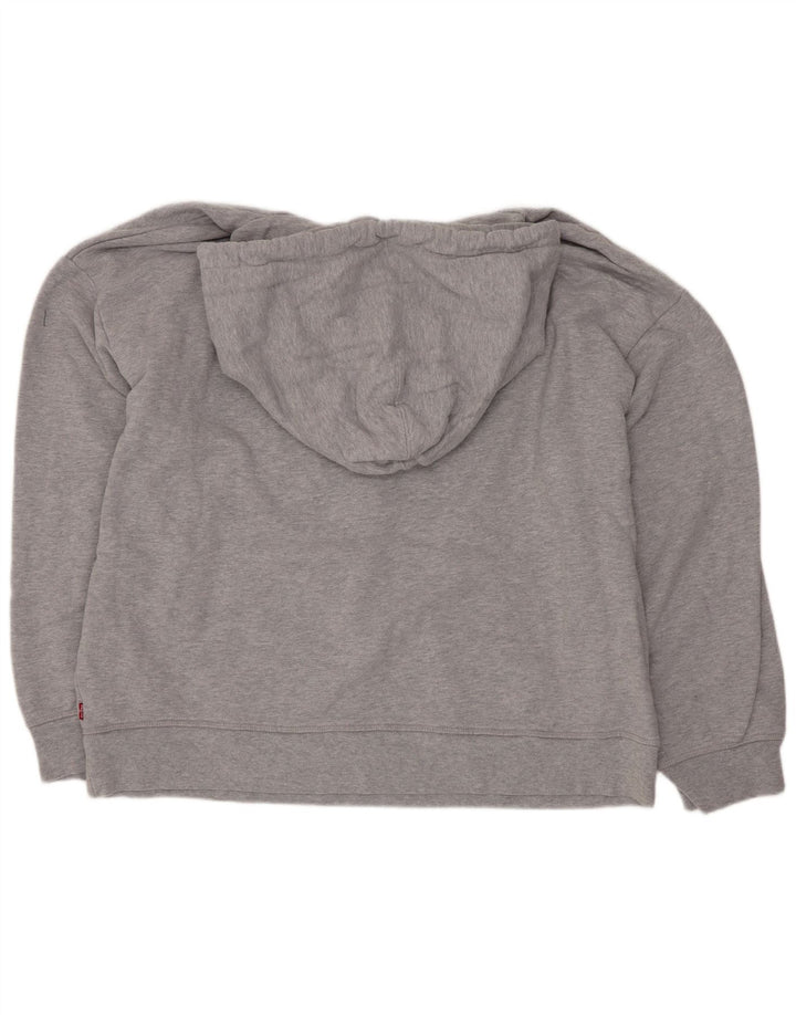 Levi's Womens Graphic Oversized Hoodie Jumper UK 14 Large Grey Flecked