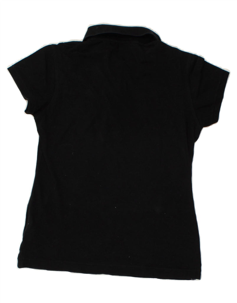 ADIDAS Womens Polo Shirt UK 12 Medium Black Cotton | Vintage Adidas | Thrift | Second-Hand Adidas | Used Clothing | Messina Hembry 