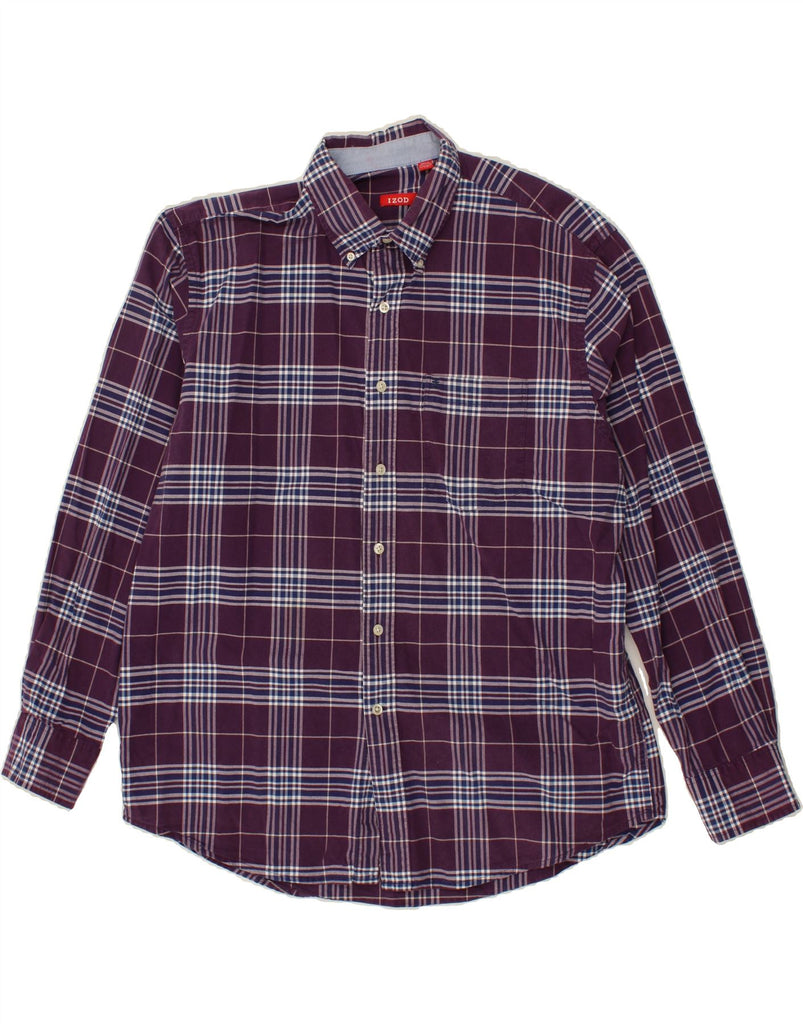 IZOD Mens Flannel Shirt Large Purple Check Cotton Vintage Izod and Second-Hand Izod from Messina Hembry 