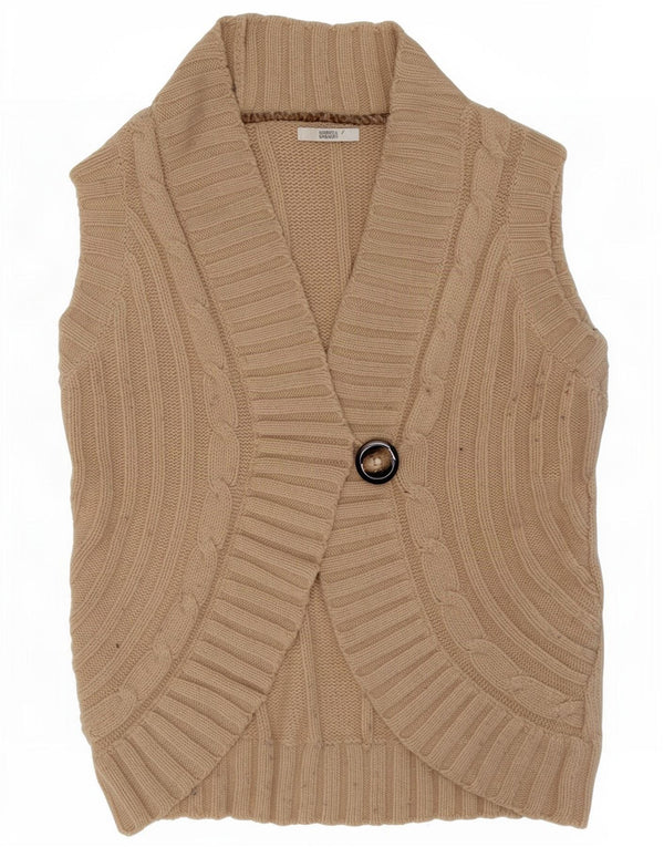 Marks & Spencer Womens Sleeveless Cardigan Sweater UK 12 Medium Beige