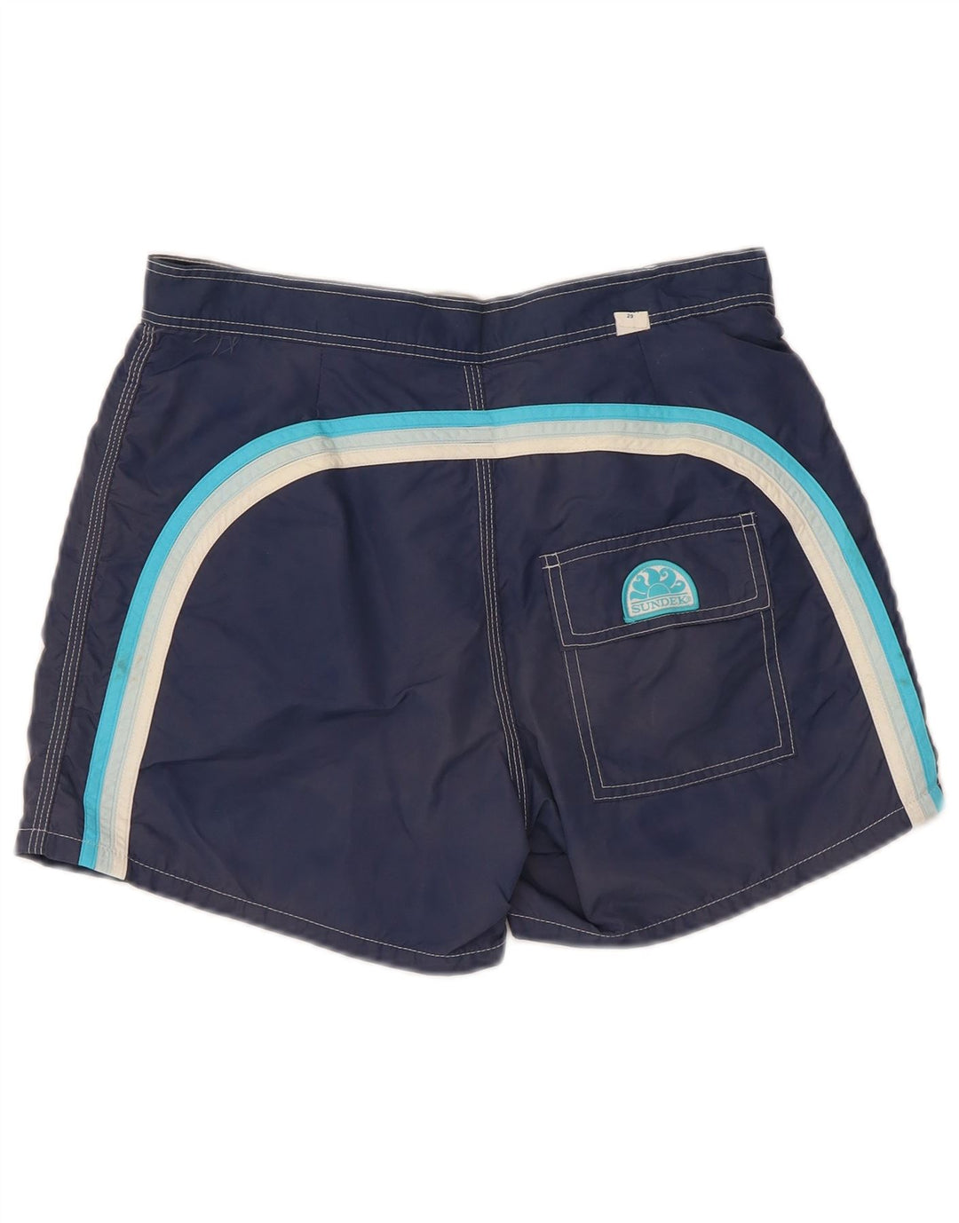 Sundek Mens Swimming Shorts Small  Navy Blue Colourblock Nylon