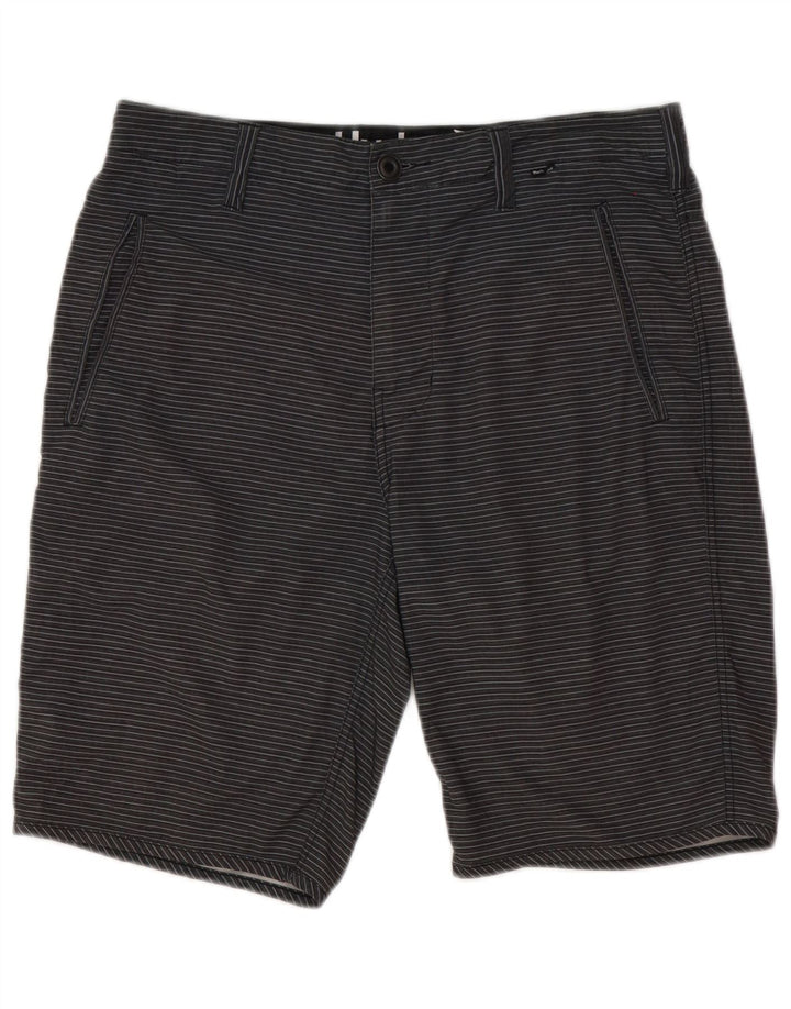 Hurley Mens Chino Shorts W31 Medium Grey Striped Polyester
