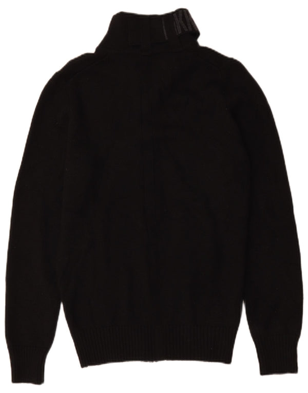 Bikkembergs Mens Graphic Cardigan Sweater Small Black Wool
