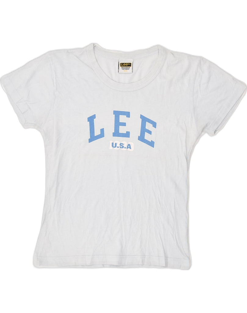 LEE Womens Graphic T-Shirt Top UK 14 Large Blue Cotton | Vintage Lee | Thrift | Second-Hand Lee | Used Clothing | Messina Hembry 