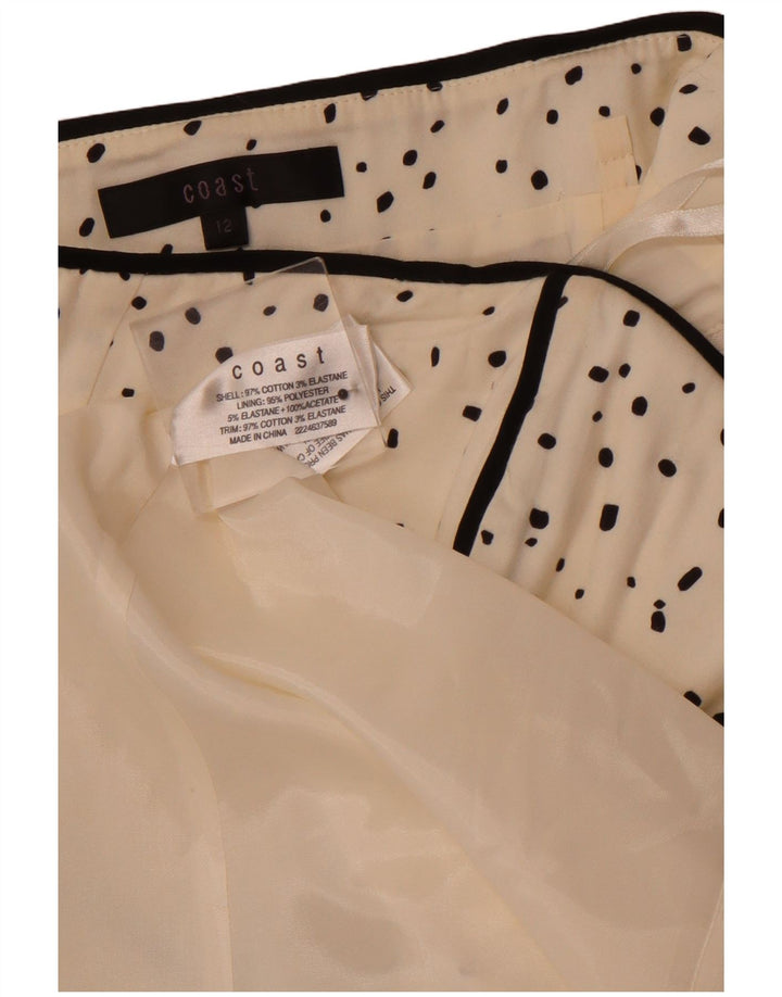 COAST Womens Strapless Dress UK 12 Medium  White Spotted Cotton