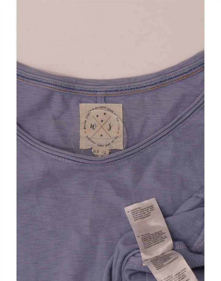 White Stuff Womens Top Long Sleeve UK 12 Medium  Blue Cotton