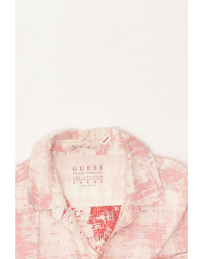 GUESS Mens Abstract Pattern Shirt Large Pink Cotton | Vintage Guess | Thrift | Second-Hand Guess | Used Clothing | Messina Hembry 