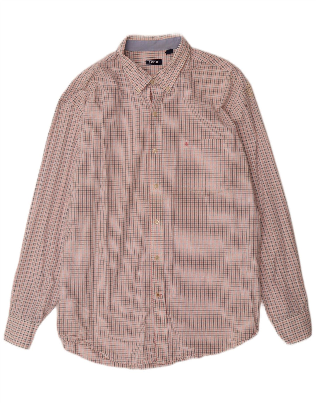 IZOD Mens Shirt XL Pink Check Cotton