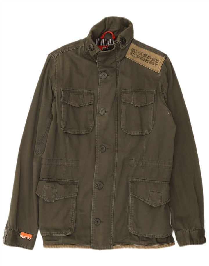 Superdry Mens Graphic Utility Jacket UK 38 Medium Khaki Cotton