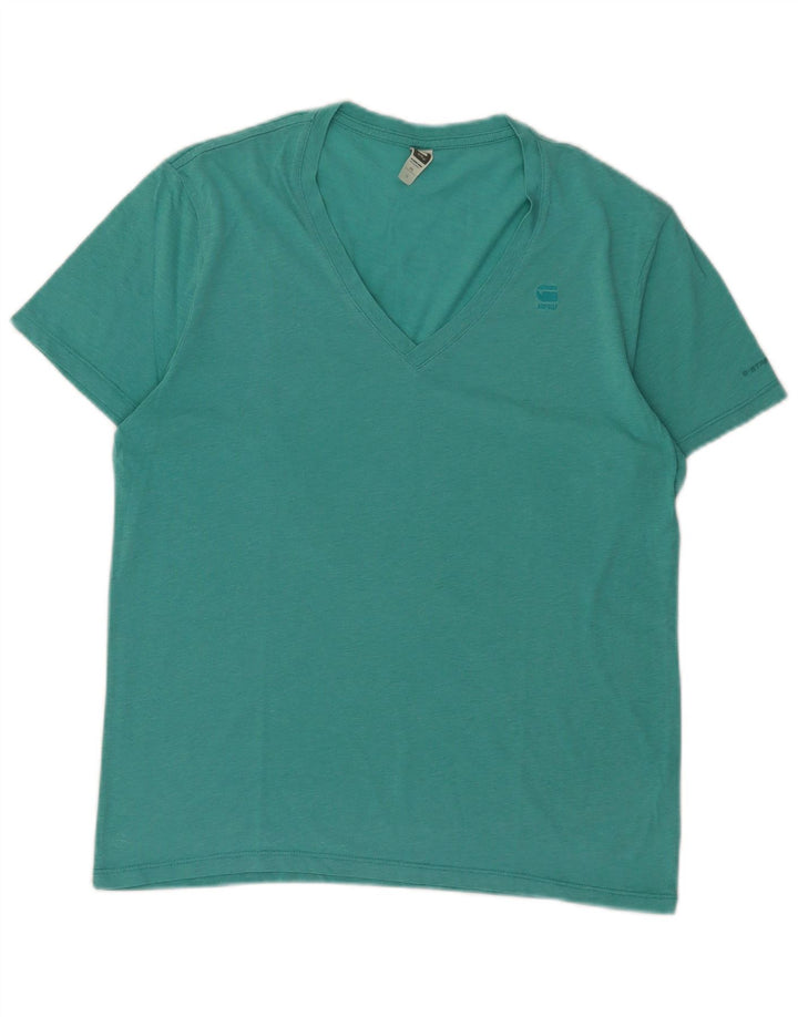 G-Star Mens T-Shirt Top Medium Turquoise Cotton