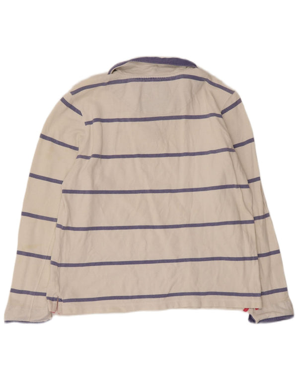 Crew Clothing Womens Top Long Sleeve UK 14 Large White Striped Cotton