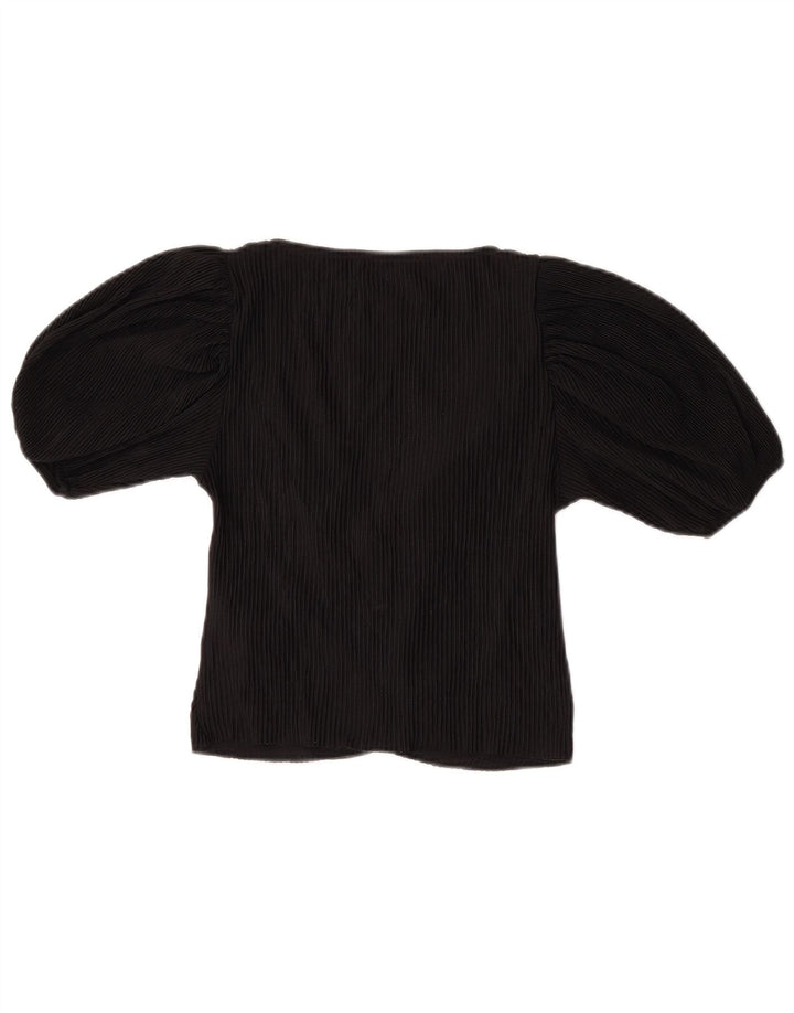 Zara Womens Crop Blouse Top UK 8 Small Black Polyester