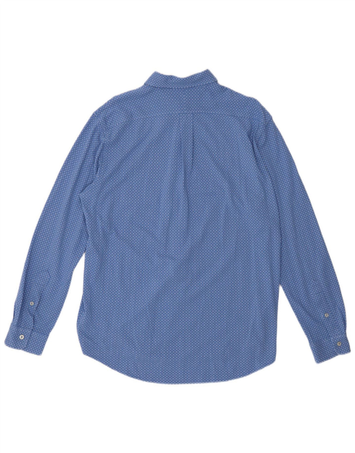 Ralph Lauren Mens Featherweight Mesh Shirt Large Blue Spotted Cotton