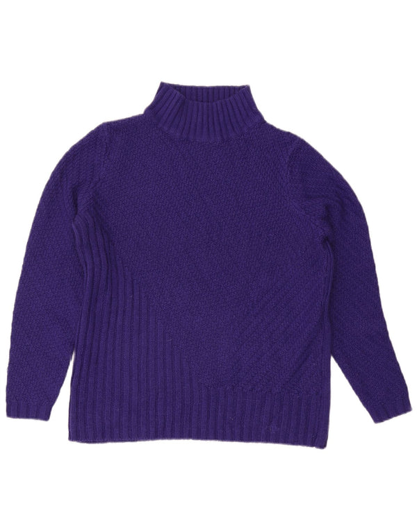 M&Co Womens Turtle Neck Jumper Sweater UK 14 Large Purple Acrylic