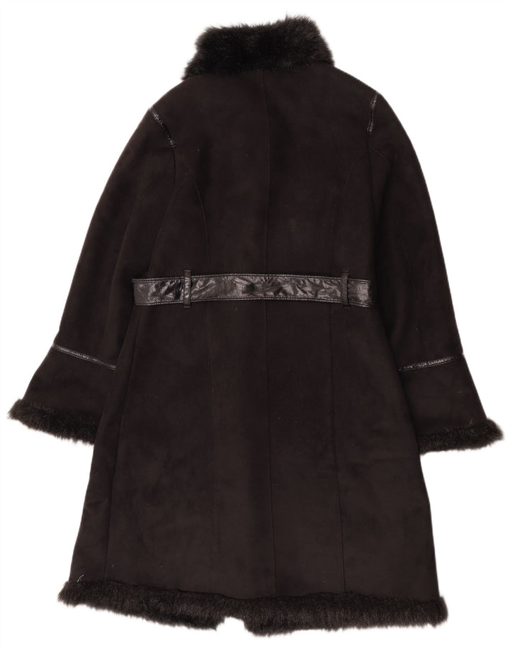 Pizazz Womens Sherpa Overcoat UK 14 Medium Black Polyester