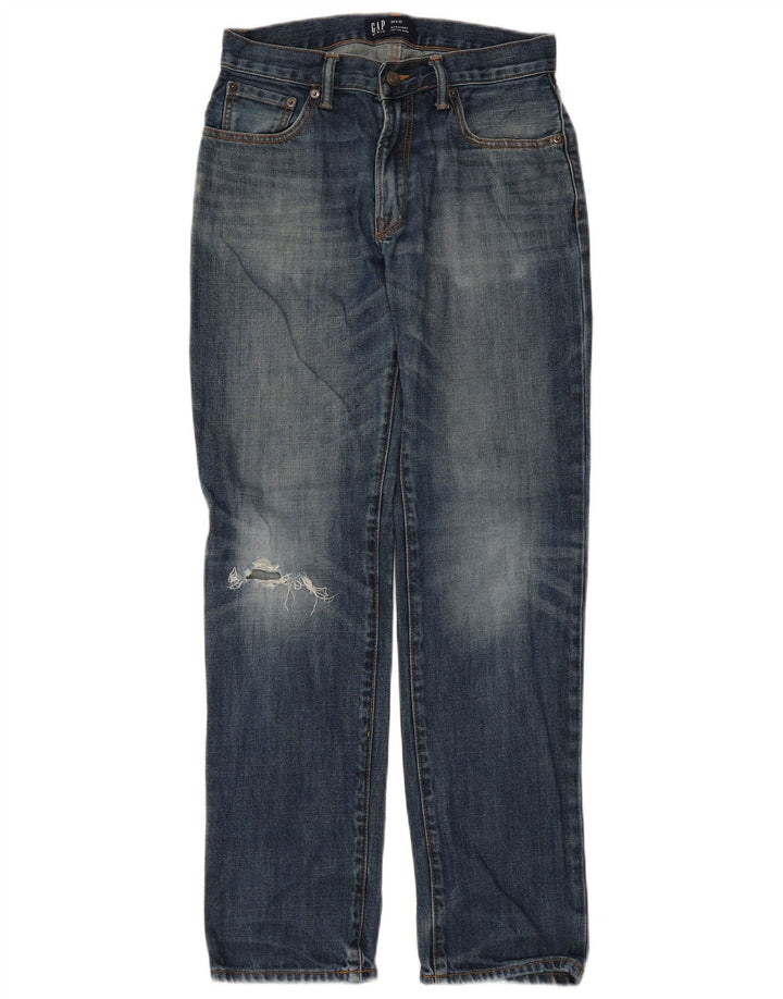 Gap Womens Distressed Straight Jeans  W28 L32 Blue Cotton